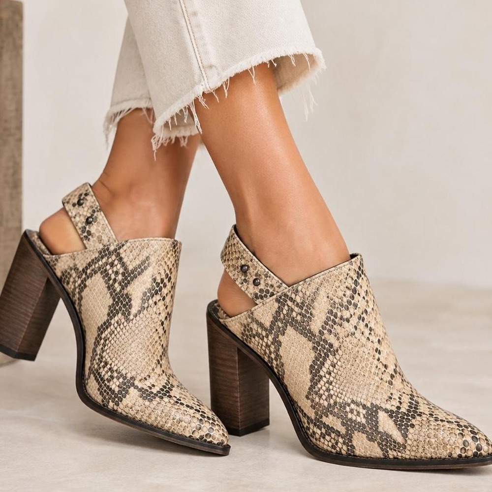 Free People Silver Storm Python Mule Slingback Booties